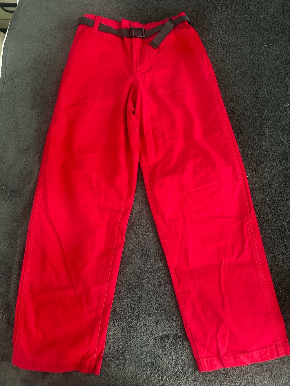 Zumiez Red Wide-Leg Pant with Built-In Black Belt